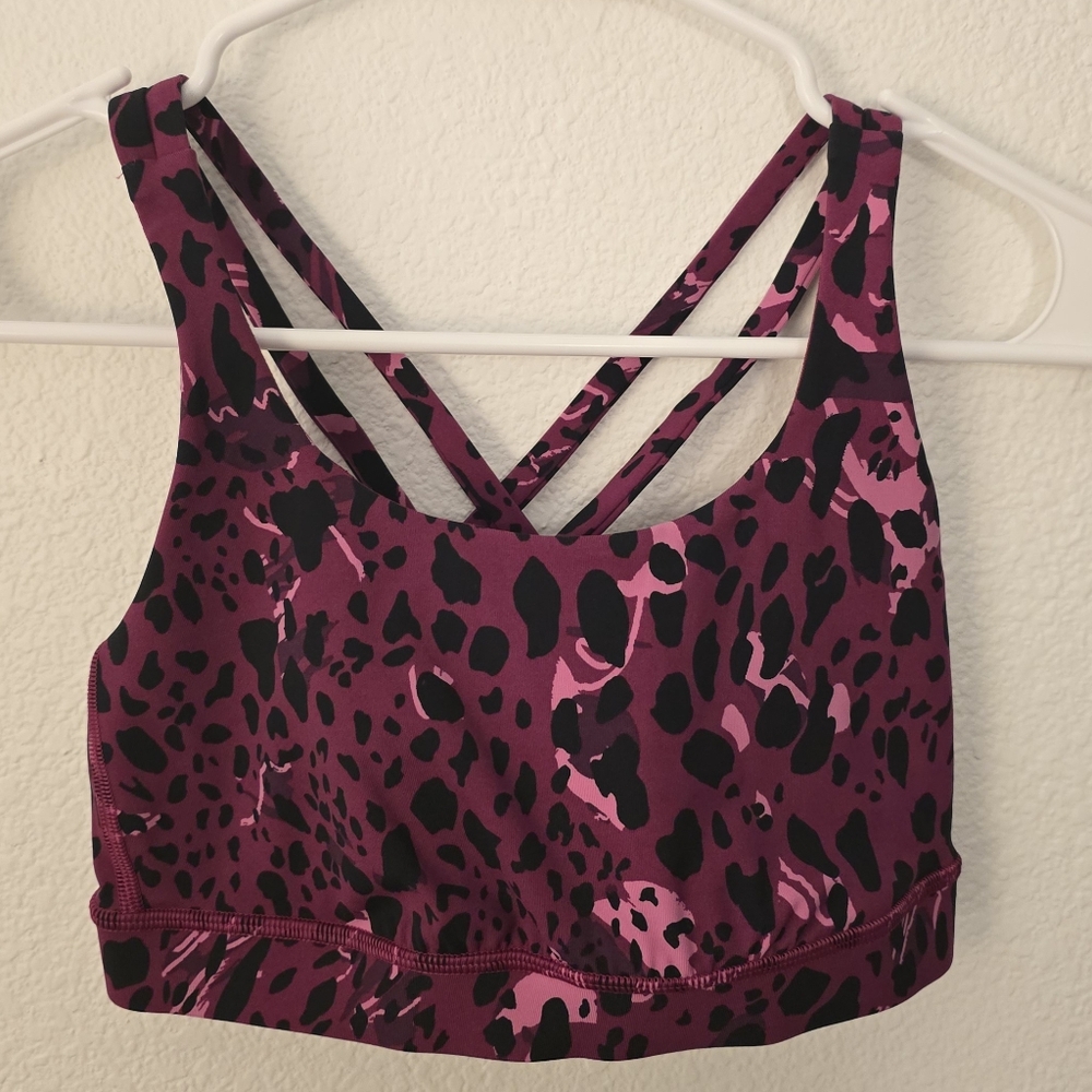 Lululemon Energy Longline Bra - Size 4 - Pink multicolor